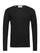 Selected Slhrome Ls Knit Crew Neck Svart