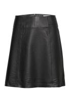 Selected Slfnew Ibi Mw Leather Skirt B Noos Svart
