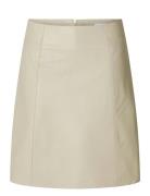 Selected Slfnew Ibi Mw Leather Skirt B Noos Kräm
