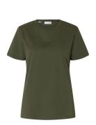 Selected Slfmyessential Ss O-Neck Tee Noos Brun