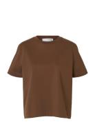Selected Slfessential Ss Boxy Tee Noos Brun