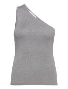 Selected Slflura Lurex Shoulder Knit Top Grå