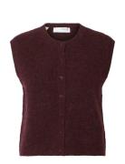 Selected Slflulu Sl Button O-Neck Vest Noos Burgundy