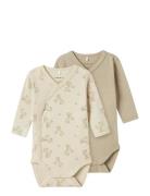 Name It Nbnbody 2P Ls Wrap Rainy Day Zebra Noos Beige
