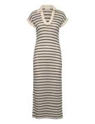 Mango Long Striped Knitted Dress Silver