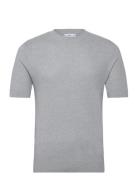 Mango Ribbed Knit T-Shirt Grå