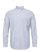 GANT Reg Cotton Linen Stripe Shirt Blå