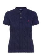 Polo Ralph Lauren Cable-Knit Cotton Polo Shirt Marinblå
