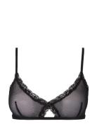 Understatement Underwear Mesh Lace Trim Triangle Bralette Svart