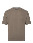 Mango Ribbed Knit T-Shirt Khaki Green