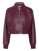 Calvin Klein Jeans A-Cropped Crinkle Faux Leather B Burgundy