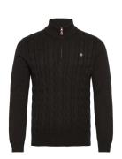 Morris Nathan Cable Half Zip Brun