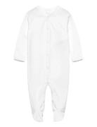 Ralph Lauren Baby Striped-Trim Coverall Vit