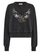 MOS MOSH Mmcosette O-Ls Deco Sweatshirt Svart