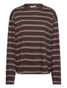 Monki Long-Sleeved Cotton T-Shirt Brun