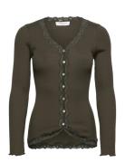 Rosemunde Silk Cardigan W/ Lace Khaki Green