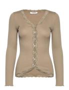 Rosemunde Rwbabette Silk Ls V-Neck Lace Cardi Beige