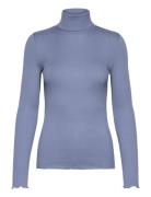 Rosemunde Rwbeatha Silk Ls Rollneck T-Shirt Blå