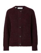 Selected Slflulu Ls Knit Short Cardigan B Noos Burgundy