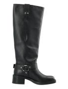 Bianco Biamary Knee High Biker Boot Tumbled Leather Svart