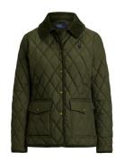 Polo Ralph Lauren Corduroy-Trim Quilted Barn Jacket Khaki Green
