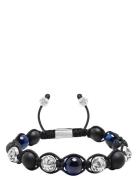 Nialaya Men's Sterling Silver Beaded Bracelet With Matte Onyx, Lava St...