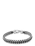 Nialaya Men's Black Woven 8 Mm Box Chain Bracelet In Silver Silver