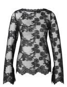 Malina Leni Sheer Lace Top Svart