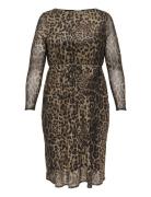 ONLY Carmakoma Carforest Life Ls Boatneck Blk Dress Jrs Multi/patterne...