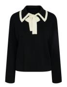 YAS Yasjosie Ls Bow Knit Top S. Svart