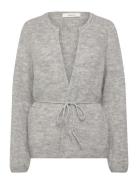 Selected Slfsia Ras Ls Knit Belt Cardigan Grå