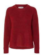 Selected Slflulu Ls Knit O-Neck B Noos Röd