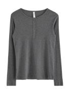 Lindex Top Ls Rib Grå