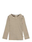 Petit Piao T-Shirt L/S Modal Striped Beige