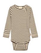 Petit Piao Body L/S Modal Striped Beige