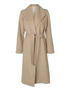 Selected Slfrosa Wool Blend Coat Noos Beige