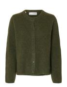 Selected Slflulu New Ls Knit Cardigan Noos Khaki Green
