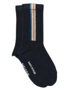 Melton Vertical Stripes Socks Marinblå
