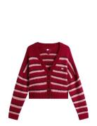 Tommy Jeans Tjw Badge Stripe Fluff Cardi Ext Röd