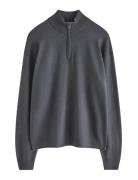 Lindex Sweater Fineknit Halfzip Grå