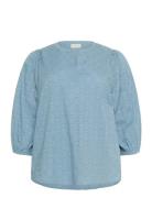 Kaffe Curve Kcloulou Blouse 3/4 Sl Blå