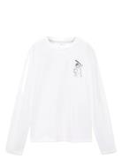 Mango Printed Cotton-Blend T-Shirt Vit