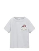 Mango Dog Printed T-Shirt Blå