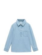 Mango Pocket Denim Shirt Blå
