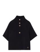 BUSNEL Lisalou Cableknit Collar Cape Marinblå