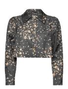By Ti Mo Tailored Satin Cropped Jacket Multi/patterned