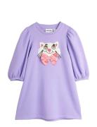 Mini Rodini Cat With Bowtie Chenille Sweatdress Lila
