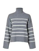 Selected Slfkamma Ls Knit Roll Neck Noos Grå