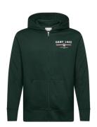GANT Graphic Full Zip Hoodie Grön
