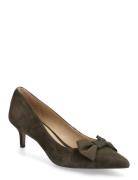 Lauren Ralph Lauren Adrienne Bow-Trim Suede Pump Grön